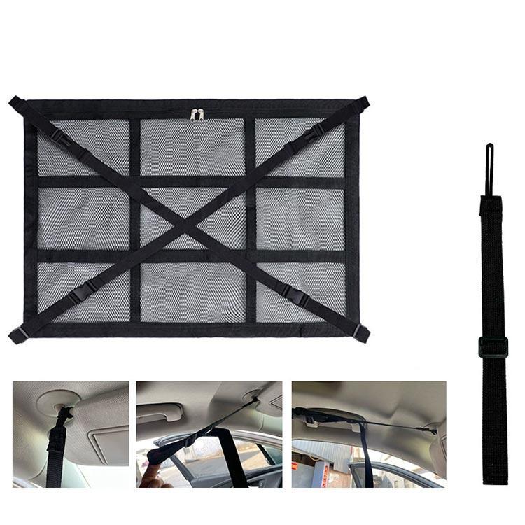 車の天井に付けて荷物載せる物？ 車用天井収納ネット 車 便利グッズ 収納ネット ジッパー付き カーゴ