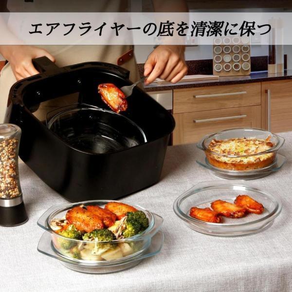 CORNING WARE　丸型キャセロール　サイズ違い2個（蓋付き）＆　パイ皿 耐熱ボウル 蓋付き ガラス製 透明 丸型 耐熱ガラス グラタン皿 深型 大