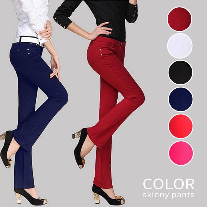 カラーデニム ジーンズ スキニー ストレート パンツ 美脚 細め スレンダー お洒落 ストレッチ レディース オールシーズン 愛用