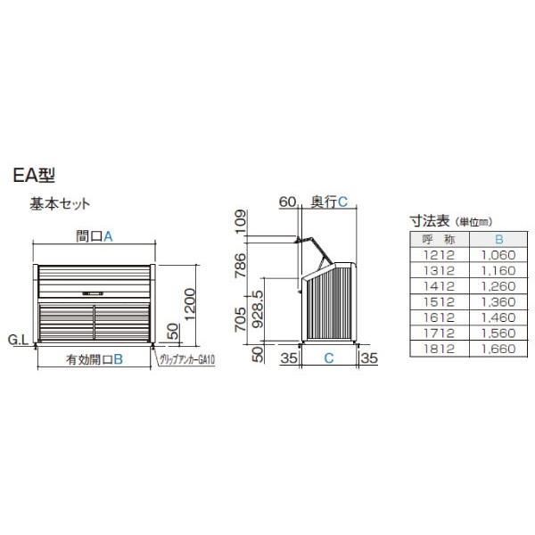 四国・ゴミストッカー（間口1330mm×奥行900mm）LGEAN-1412-09SC（連結ユニット）[GSR-855]【送料無料】ゴミ箱 ゴミ収集庫 ダストボックス ゴミステーション