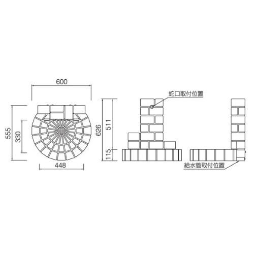 立水栓ユニット サークルタイプ・サークルパン（オフホワイト）【蛇口1個別売】［W-354］【水栓器具】_1