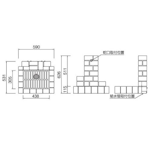 立水栓ユニット サークルタイプ・スクエアパン（オフホワイト）【蛇口1個別売】［W-359］【水栓器具】_1