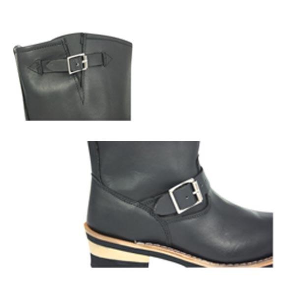 ブラック本革使用ミドル丈エンジニアブーツ【G＆B】 : フィールボーイ