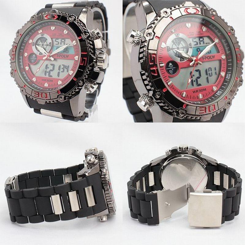 腕時計 アナデジ デジアナ×メタルバンド アナログ&デジタル バック