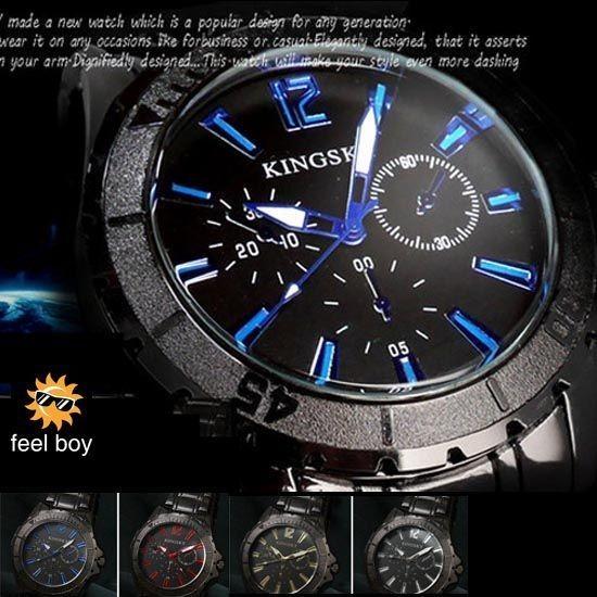 腕時計 メンズ ブラックメタル マットベゼル クォーツ ウォッチ メタル