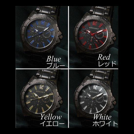 腕時計 メンズ ブラックメタル マットベゼル クォーツ ウォッチ メタル