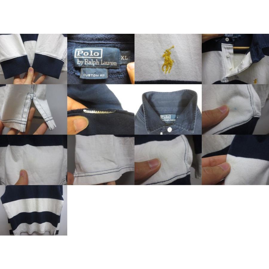 【中古】Polo by Ralph Lauren/ラルフローレン ワンポイント ボーダー ラガーシャツ 紺×白【サイズ：XL】【CUSTOM FIT/カスタム・フィット】｜feeling-mellow｜03
