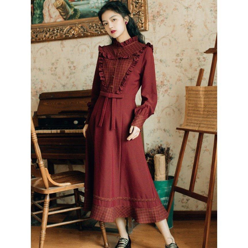 英国のお嬢様のように着ているクラシック一品 ワンピースマキシワンピースワンピースaラインロング丈フレアワンピースレトロワンピース森ガール Bf126e80af8 フェリータ 通販 Yahoo ショッピング