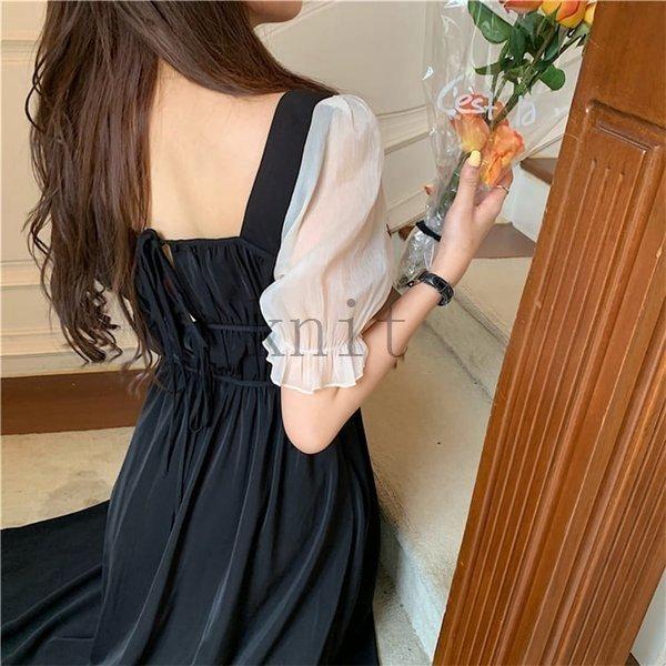 高校生中学生女子高生学生女子ワンピースレディース半袖夏韓国ファッションカジュアル大人ワンピーススクエアネック10代代6703 Bf1bc18fcf5 フェリータ 通販 Yahoo ショッピング