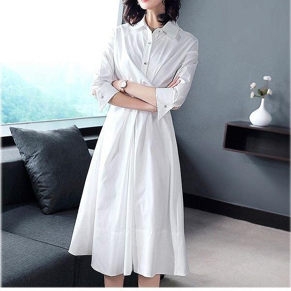 ベストセラー商品の工場直販 ホワイトフレアワンピース 7部袖 膝下丈 上品 大人 エレガンス 通勤 直売卸売り Www Superavila Com