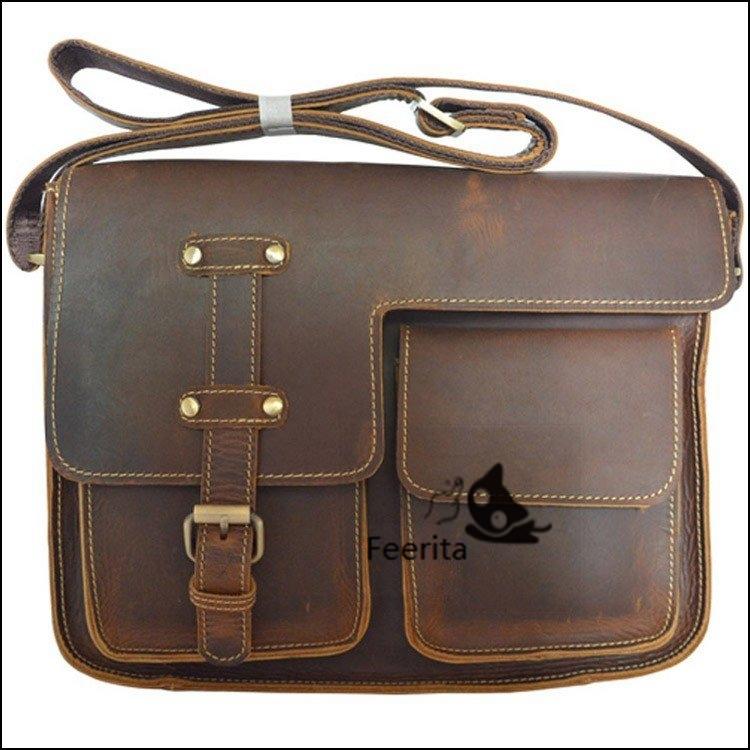 海外注文 本革 ショルダーバッグ メンズ レザー メッセンジャーバッグ 通勤鞄 ブラウン アウトドア Ipad対応 厚みレザー 耐久 フラップ アウトレット直売 Ebminmobiliariard Com