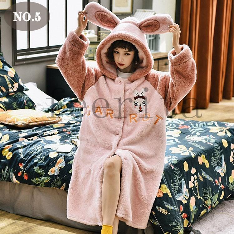 ルームウェア レディース 前開き もこもこ 冬 ワンピース パジャマ 着る毛布 かわいい ガウン 動物柄フード フルーツ柄フード 可愛いポケット Feecq 506 フェリータ 通販 Yahoo ショッピング