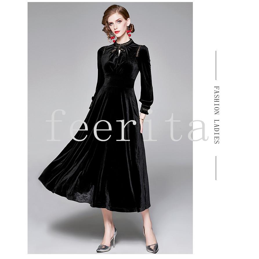 即発送可能 ベロア ロングドレス 黒 S 即納 新品 ワンピース 結婚式 長袖 1586 在庫有 Www Globaldentalcentre Org