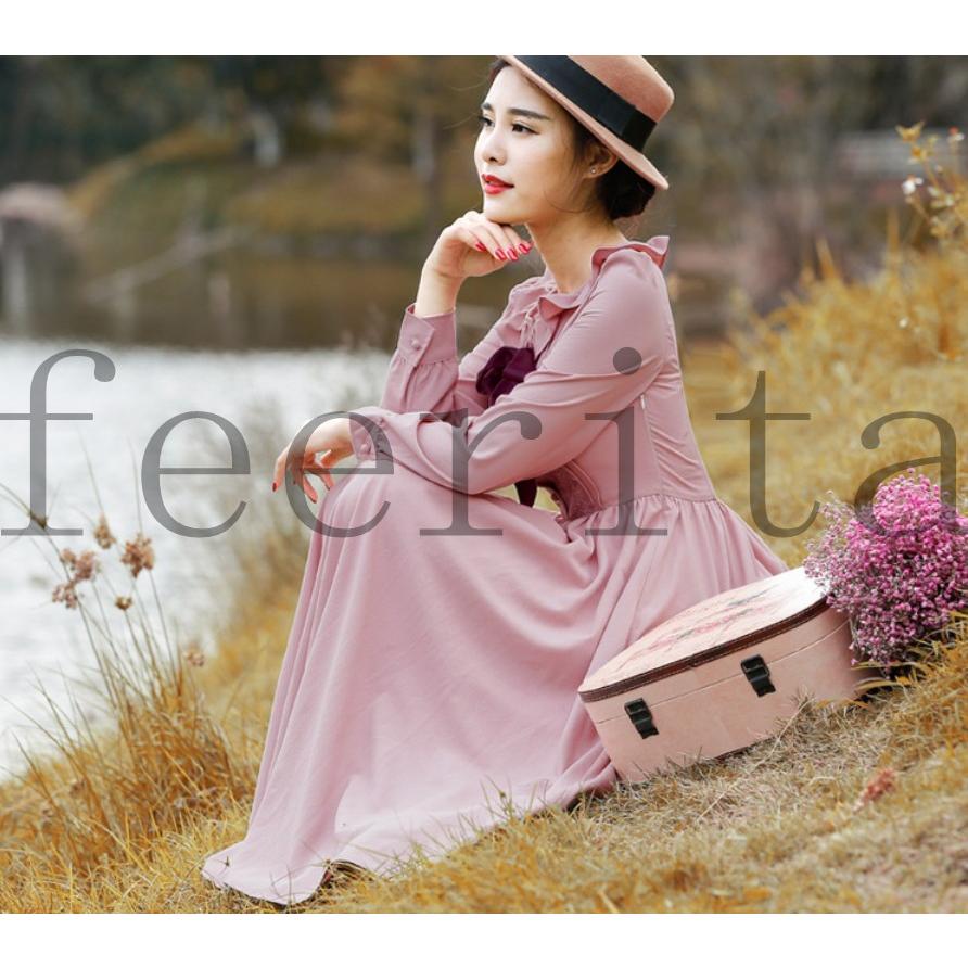 英国のお嬢様のように着ているクラシック一品 ワンピース マキシワンピース ロングワンピース ロングドレス トレロ マキシ 長袖 Feecqk 1028 フェリータ 通販 Yahoo ショッピング