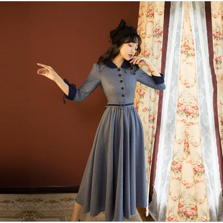 英国のお嬢様のように着ているクラシック一品 ワンピース マキシワンピース ロングワンピース ロングドレス トレロ マキシ 長袖 Feecqu フェリータ 通販 Yahoo ショッピング