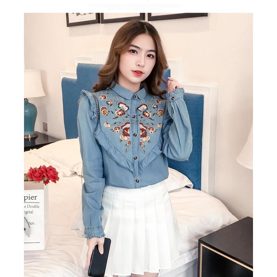 デニム タンガリーシャツ ビンテージ風 花柄 刺繍 デニムシャツ 刺繍入り デニムシャツ ウォッシュ加工 ジーンズ 羽織 森ガール レディース Feeri Fticcc0540 フェリータ 通販 Yahoo ショッピング