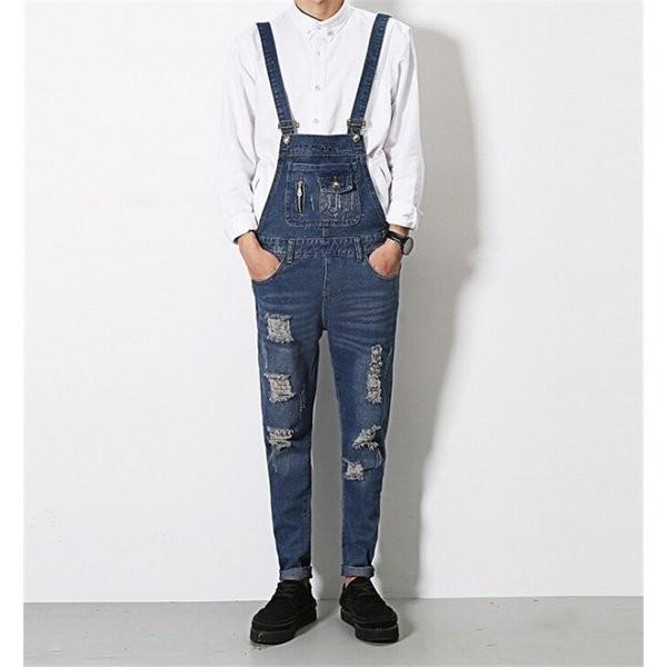 メンズつなぎオールインワンオーバーオールダメージサロペットカジュアルデニムパンツボトムススリム細身おしゃれ Yazyl Ahumd049 フェリータ 通販 Yahoo ショッピング
