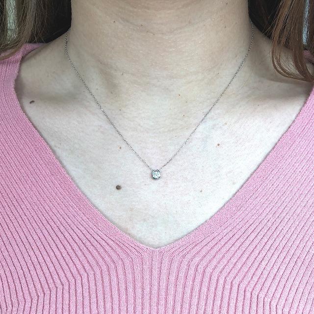 K18ホワイトゴールド ダイヤモンド ネックレス 馬蹄 一粒ダイヤネックレス |  | 06