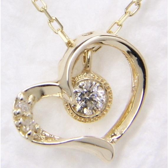 K10イエローゴールド オープンハート ダイヤ ネックレス | 