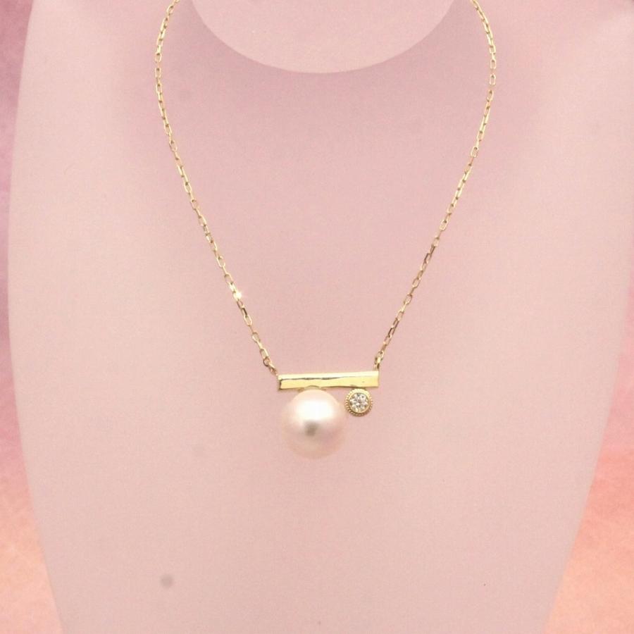 イエローゴールド 淡水パール タンスイパール ネックレス バータイプ 真珠 ダイヤ＆パールネックレス fefプライス |  | 03