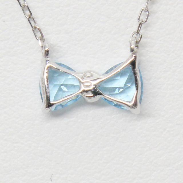 K18ホワイトゴールド リボンモチーフ ネックレス ブルートパーズ  ダイヤ fefプライス |  | 02