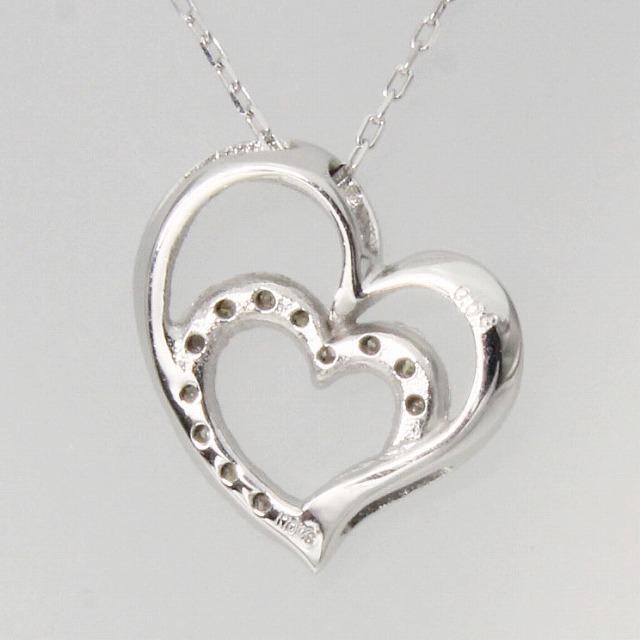 K10ホワイトゴールド オープンハート ダイヤ ネックレス fefプライス |  | 01