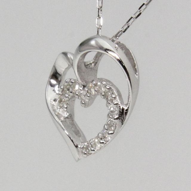 K10ホワイトゴールド オープンハート ダイヤ ネックレス fefプライス |  | 02