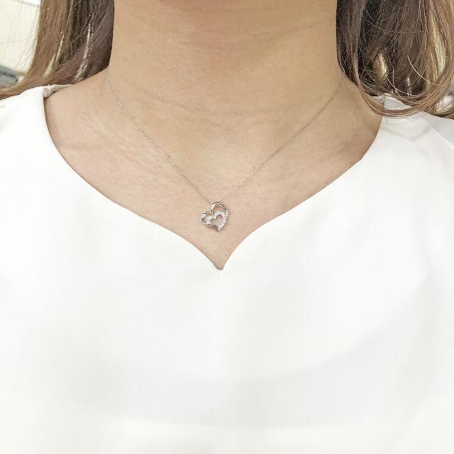K10ホワイトゴールド オープンハート ダイヤ ネックレス fefプライス |  | 03