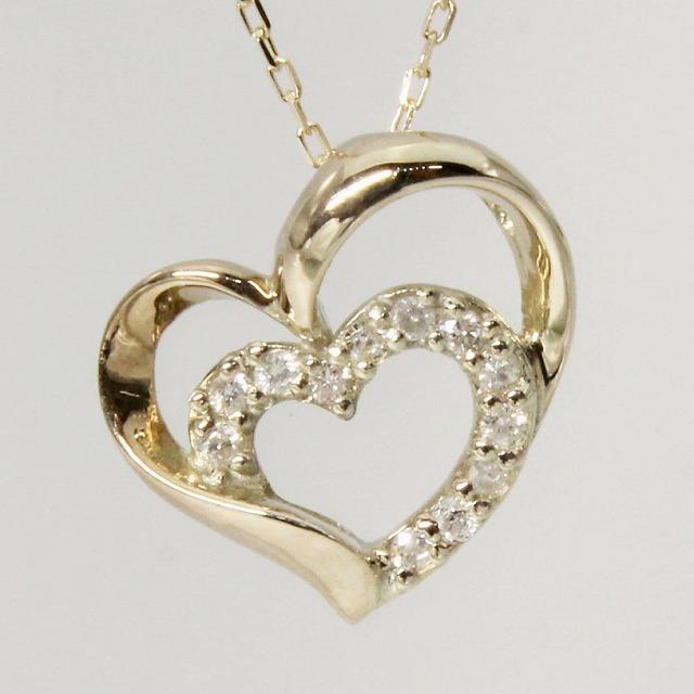 K10イエローゴールド オープンハート ダイヤ ネックレス fefプライス | 