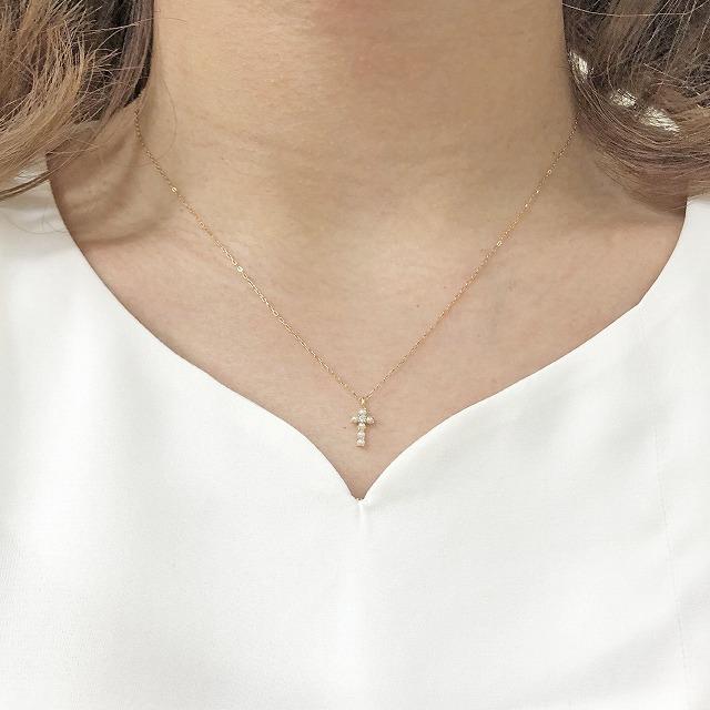 K10 イエローゴールド ベビーパール ダイヤモンド クロス 十字架 ネックレス fefプライス |  | 03