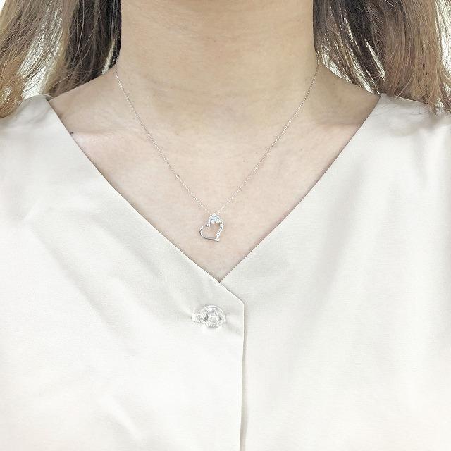 K18 ホワイトゴールド オープンハート ダイヤ ネックレス fefプライス |  | 04