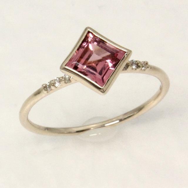 K10イエローゴールド ピンクトルマリン 10月 誕生石 重ね着けリング 指輪 fefプライス | 