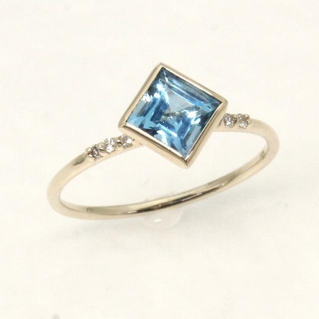 K10イエローゴールド ブルートパーズ 11月 誕生石 重ね着けリング 指輪 fefプライス | 