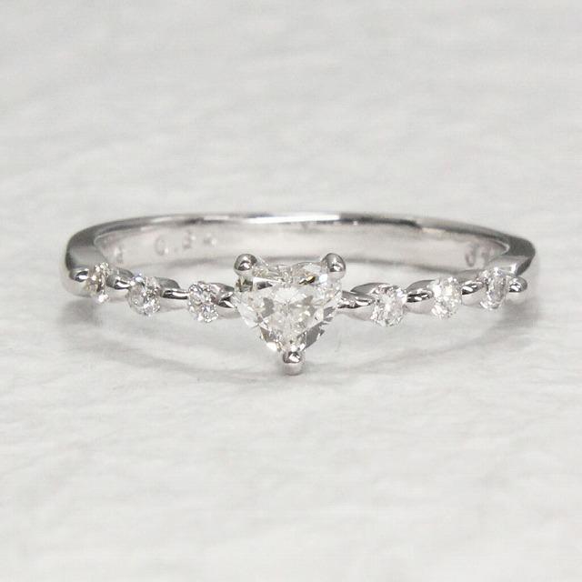 K18 ホワイトゴールド ダイヤモンド ハート リング fefプライス |  | 02