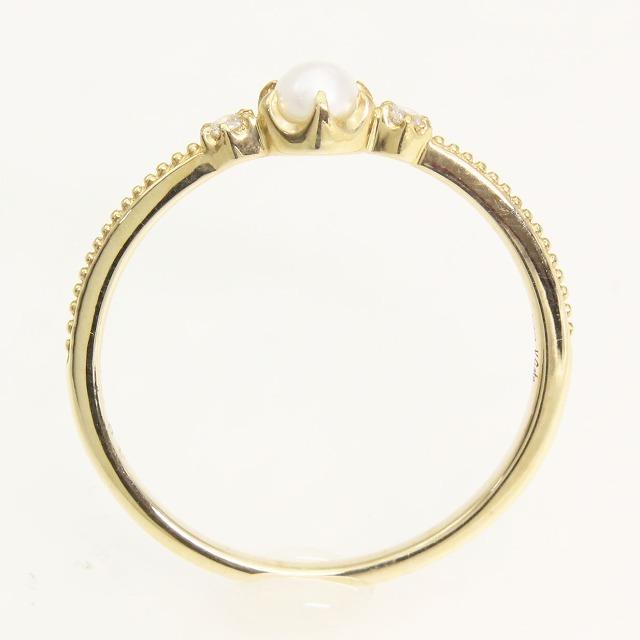 K10 イエローゴールド パール ダイアモンド リング ミル打ち fefプライス |  | 03