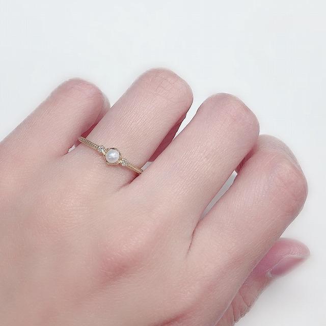 K10 イエローゴールド パール ダイアモンド リング ミル打ち fefプライス |  | 04