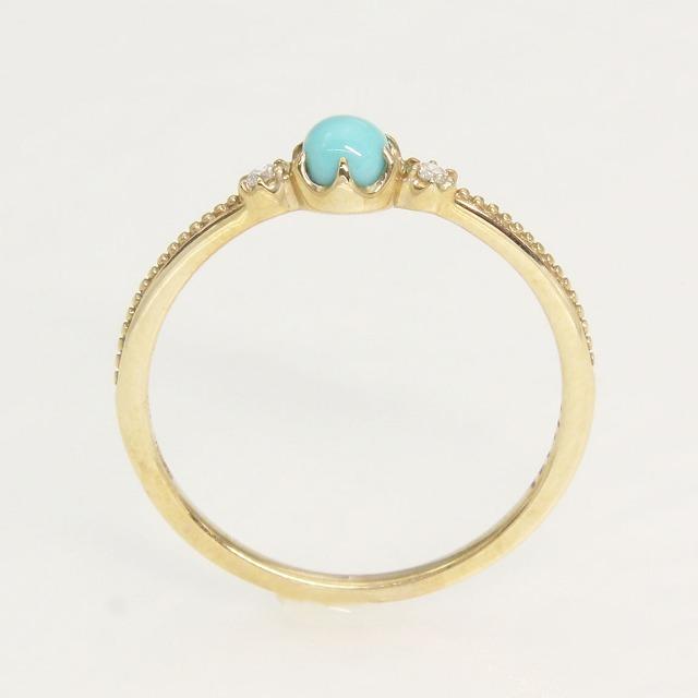 K10 イエローゴールドトルコ石 ターコイズ ダイヤモンド リング ミル打ち fefプライス |  | 05