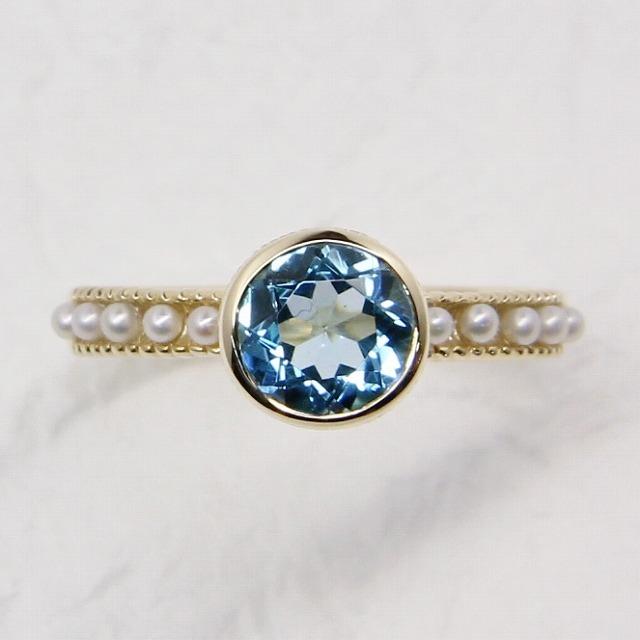 K10 イエローゴールド ブルートパーズ ベビーパール リング 11月 誕生石 fefプライス |  | 01