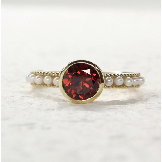 K10 イエローゴールド ガーネット ベビーパール リング １月 誕生石 fefプライス |  | 01