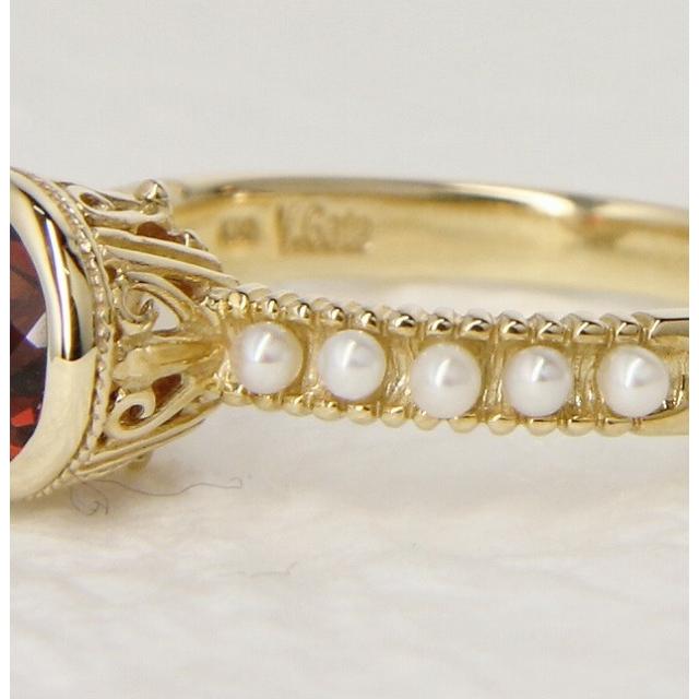 K10 イエローゴールド ガーネット ベビーパール リング １月 誕生石 fefプライス |  | 02