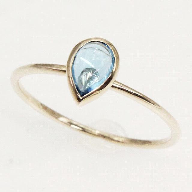 K10イエローゴールド ブルートパーズ カボション 11月 誕生石 重ね着けリング 指輪 fefプライス | 