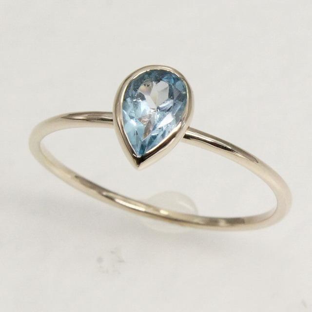 K10イエローゴールド ブルートパーズ カボション 11月 誕生石 重ね着けリング 指輪 fefプライス | 