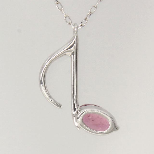 K10ホワイトゴールド 八分音符 音符 ピンクトルマリン ネックレス fefプライス |  | 02