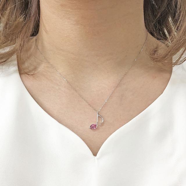 K10ホワイトゴールド 八分音符 音符 ピンクトルマリン ネックレス fefプライス |  | 04