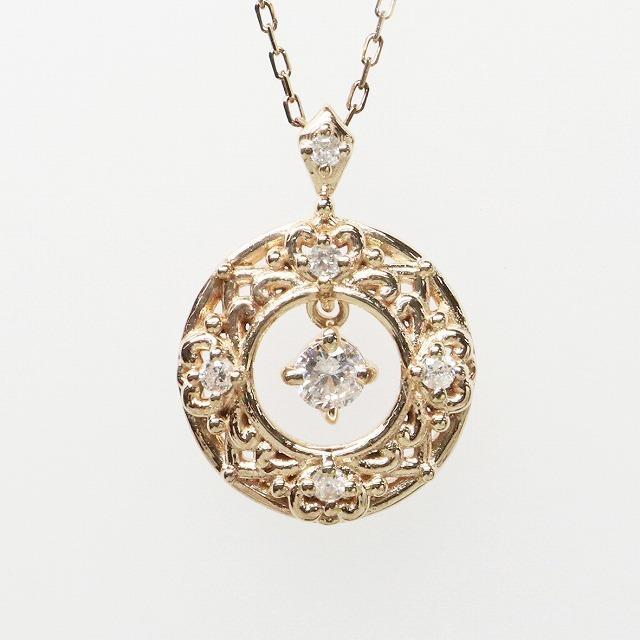 K10イエローゴールド 天然ダイヤモンド ダイヤ クラシカル ネックレス fefプライス | 