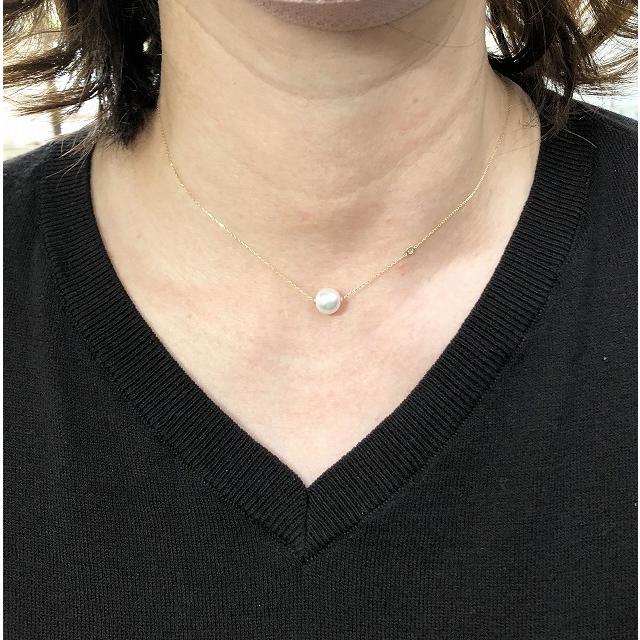 K10イエローゴールド 天然ダイヤモンド ダイヤ 淡水パール 真珠 シンプル ネックレス fefプライス |  | 03