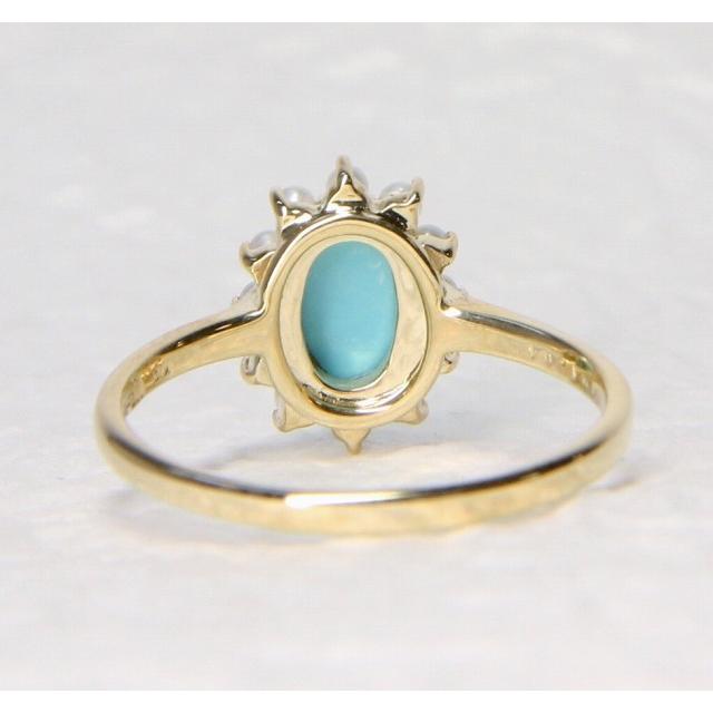 K10イエローゴールド ターコイズ トルコ石 ベビーパール クラシカル リング 指輪 fefプライス |  | 03