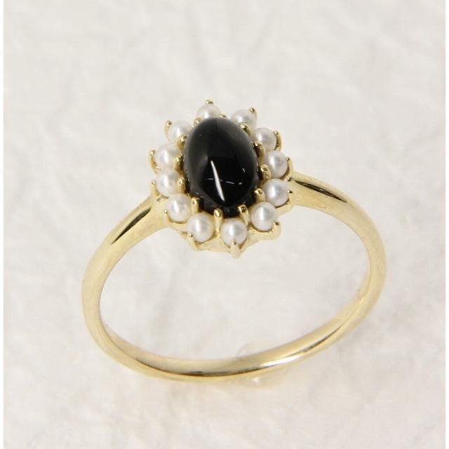 K10イエローゴールド オニキス ベビーパール クラシカル リング 指輪 fefプライス | 