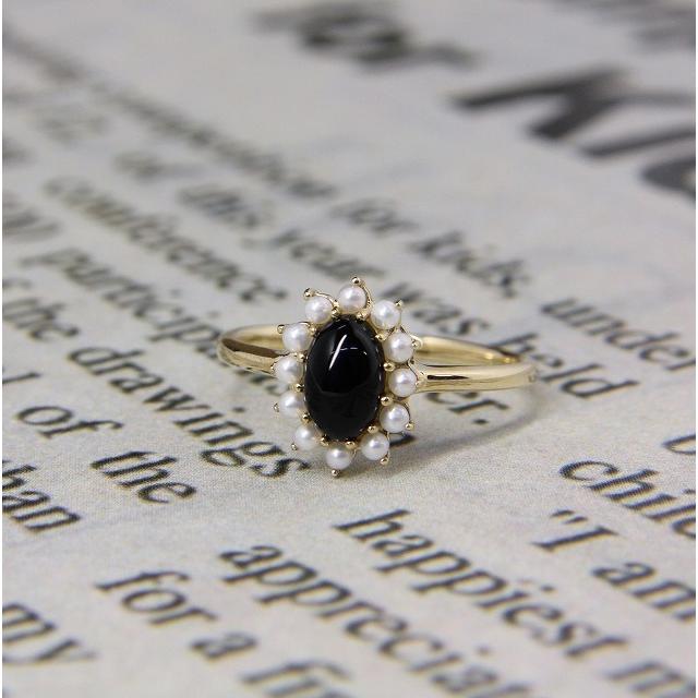 K10イエローゴールド オニキス ベビーパール クラシカル リング 指輪 fefプライス |  | 01