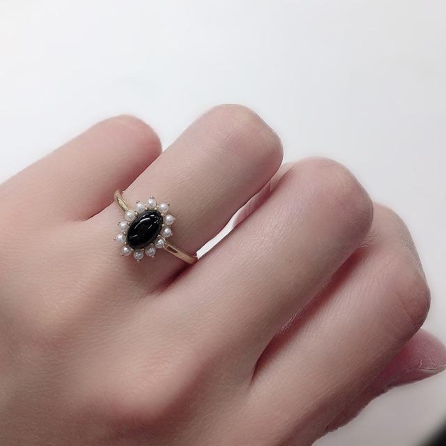 K10イエローゴールド オニキス ベビーパール クラシカル リング 指輪 fefプライス |  | 05